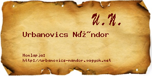 Urbanovics Nándor névjegykártya
